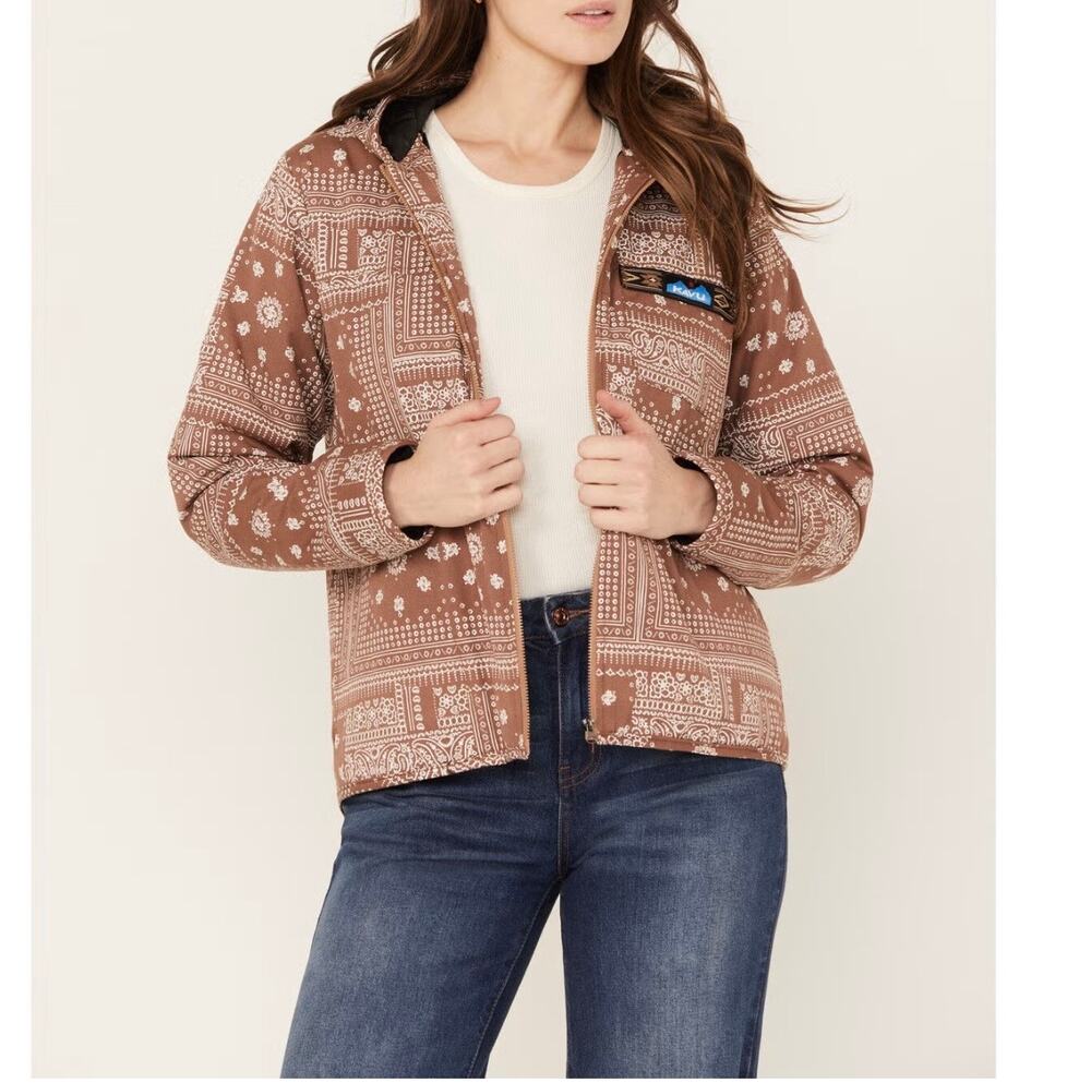 KAVU Women's Floral & Paisley Bandana Print Delmont Jacket Brown Medium - Picture 1 of 10